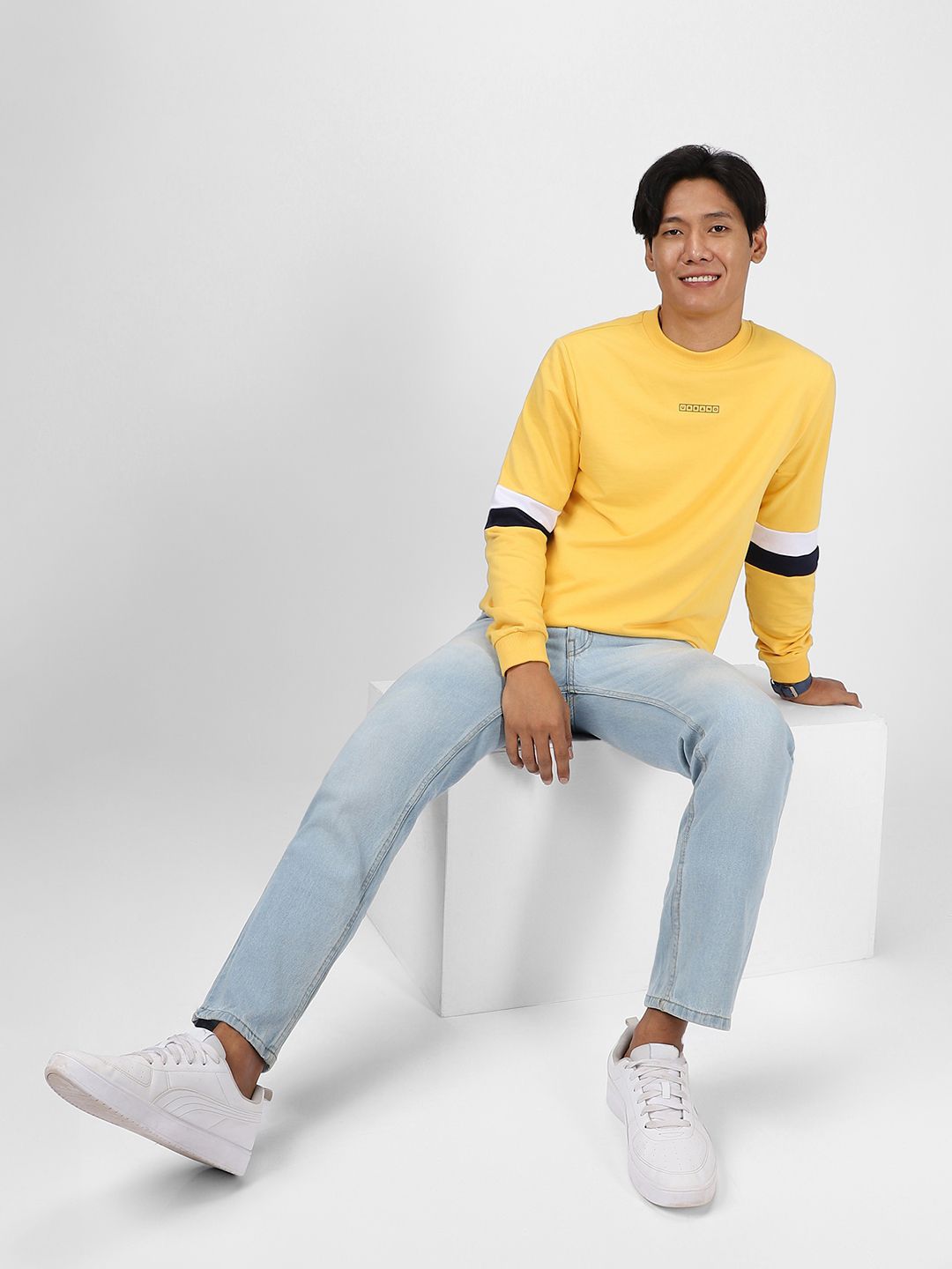 Urbano Fashion Cotton Colourblock Round Neck Sweatshirt