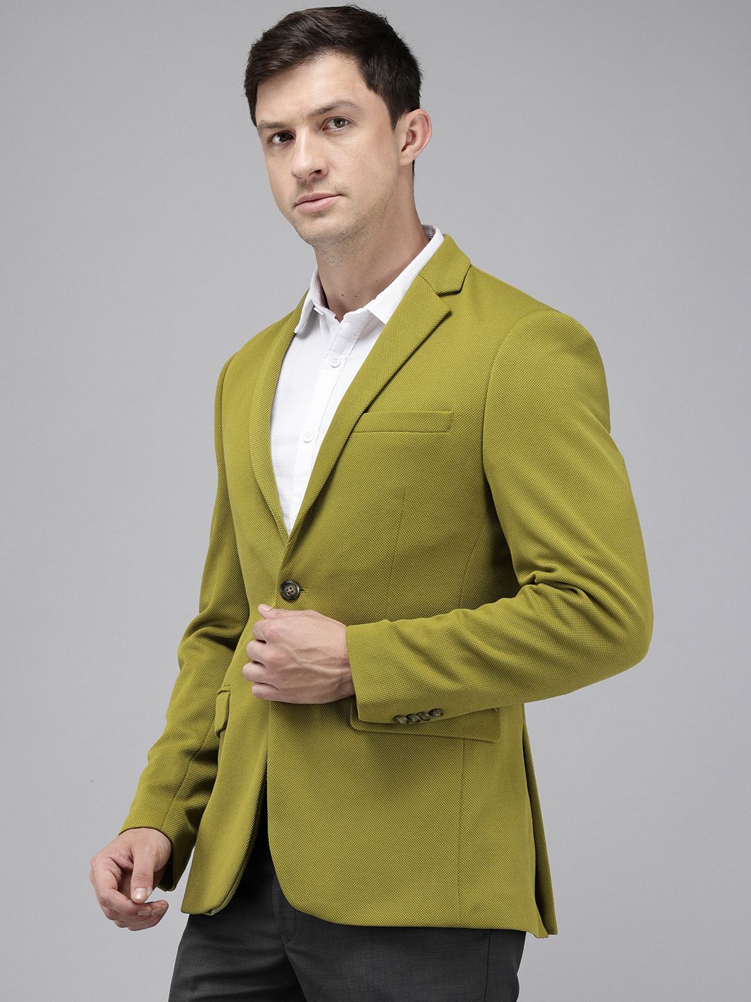 Park Avenue Self Design Single-Breasted Super Slim Fit Casual Blazer