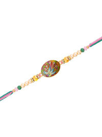 Voylla Enameled Floral Bhaiya Bhabhi Rakhi Set