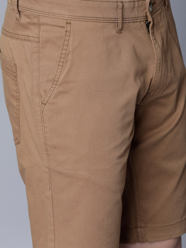 HIGHLANDER Men Khaki Solid Slim Fit Chino Shorts