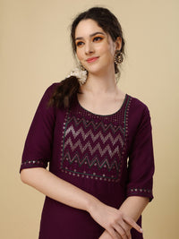 KALINI Chinon Sequin Embroidered Kurta & Trousers with Ombre Chanderi Dupatta Set