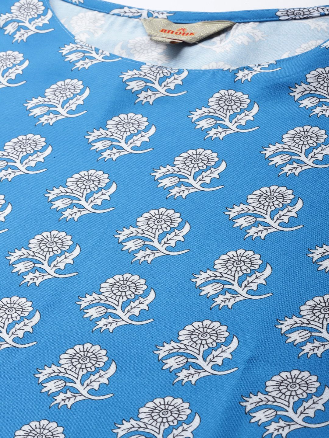 Anouk Floral Printed Boat Neck Straight Kurta