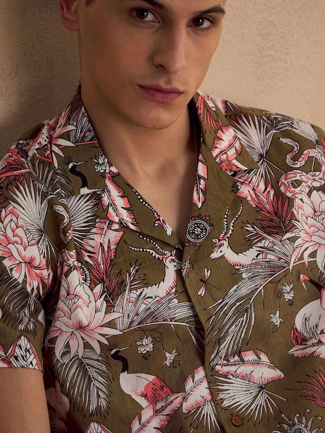 DENNISON Pure Cotton Tropical Printed Oversized Casual Shirt