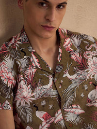 DENNISON Pure Cotton Tropical Printed Oversized Casual Shirt