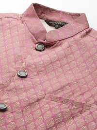 SOJANYA Lelaki Sea Green & Beige Thread Work Straight Kurta Churidar dengan Jaket Nehru