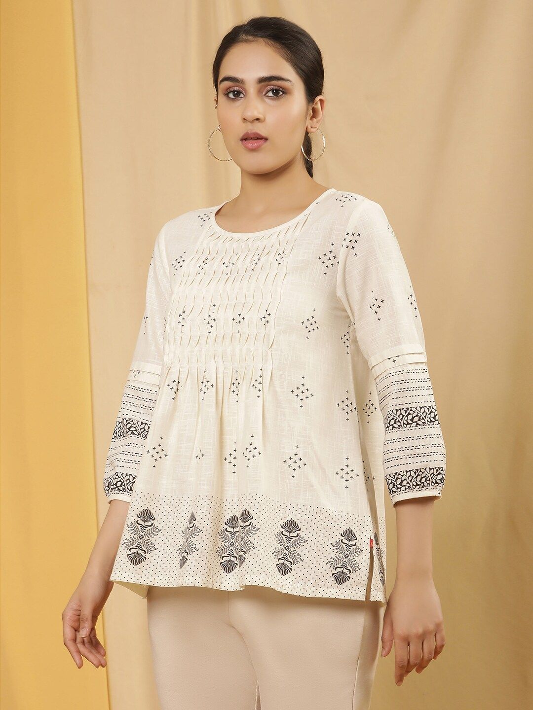 W Ethnic Motifs Printed Cotton Top