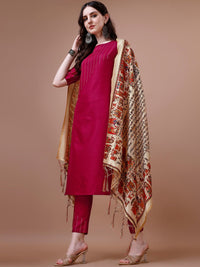 KALINI Thread Work Kurta With Trousers & Dupatta