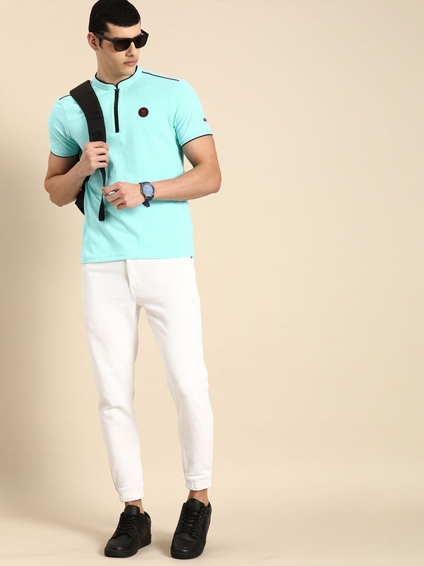 Being Human Men Mandarin Collar Pure Cotton T-shirt