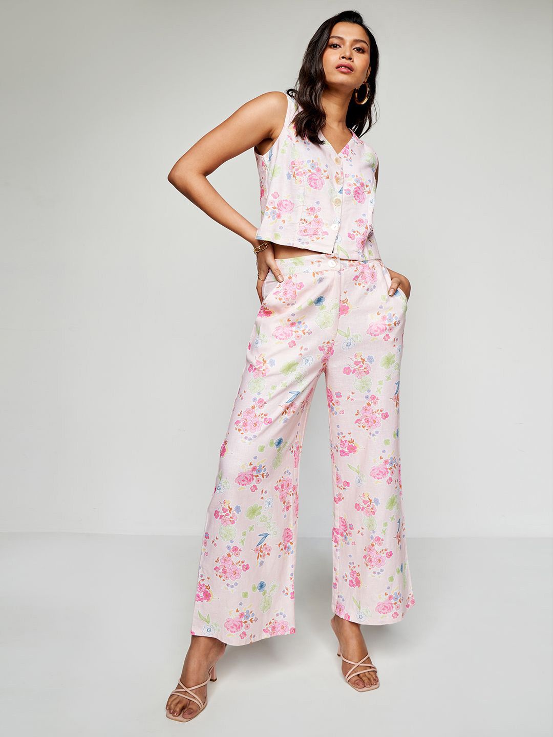 AND Floral Printed Top With Trousers Set