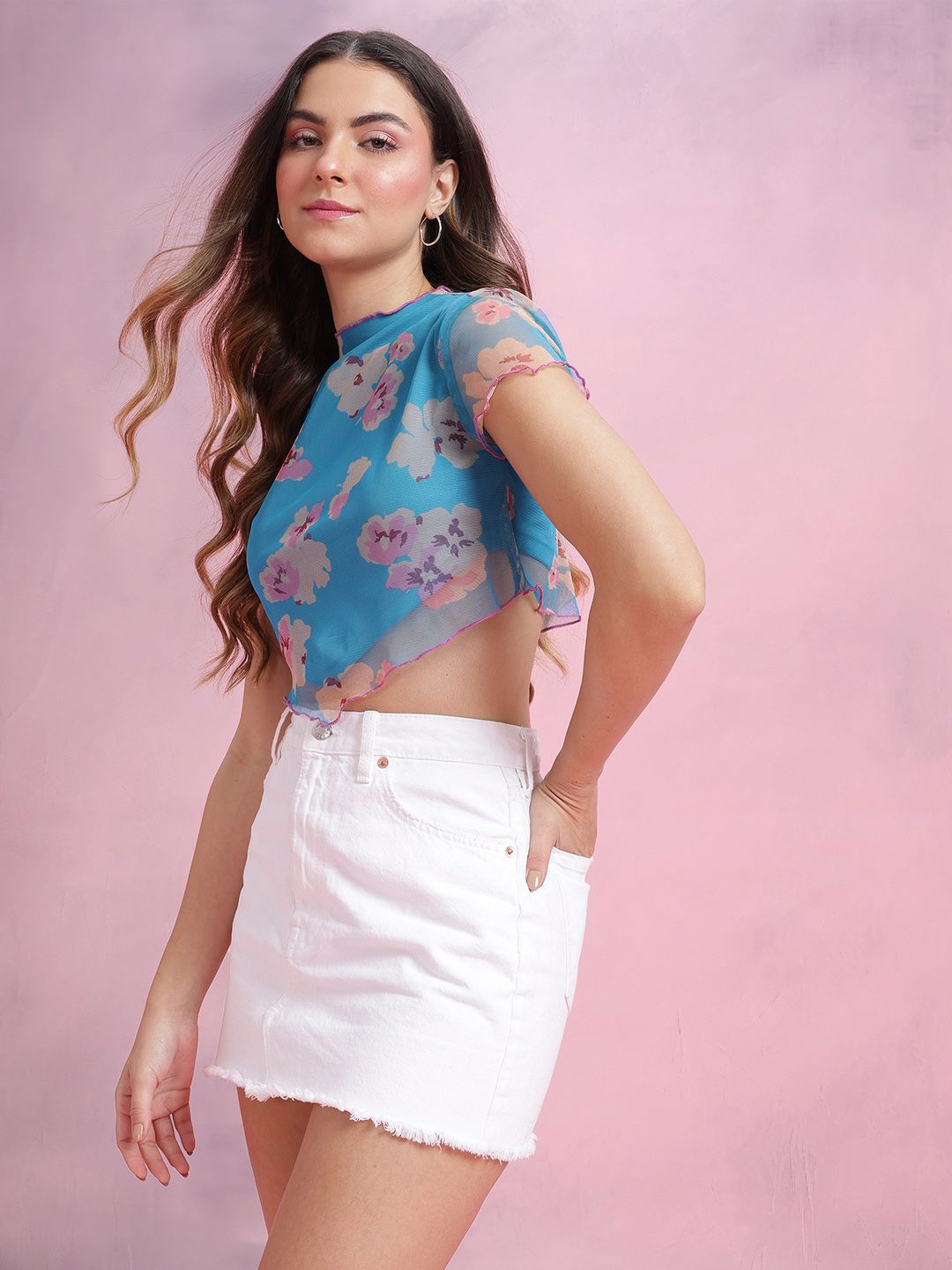 DressBerry Floral Print Puff Sleeve Top