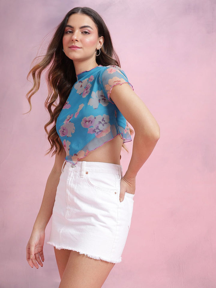 DressBerry Floral Print Puff Sleeve Top