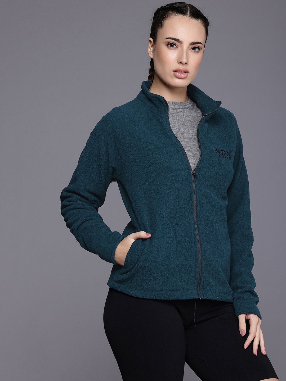 HRX by Hrithik Roshan Open Front Fleece Sweatshirt