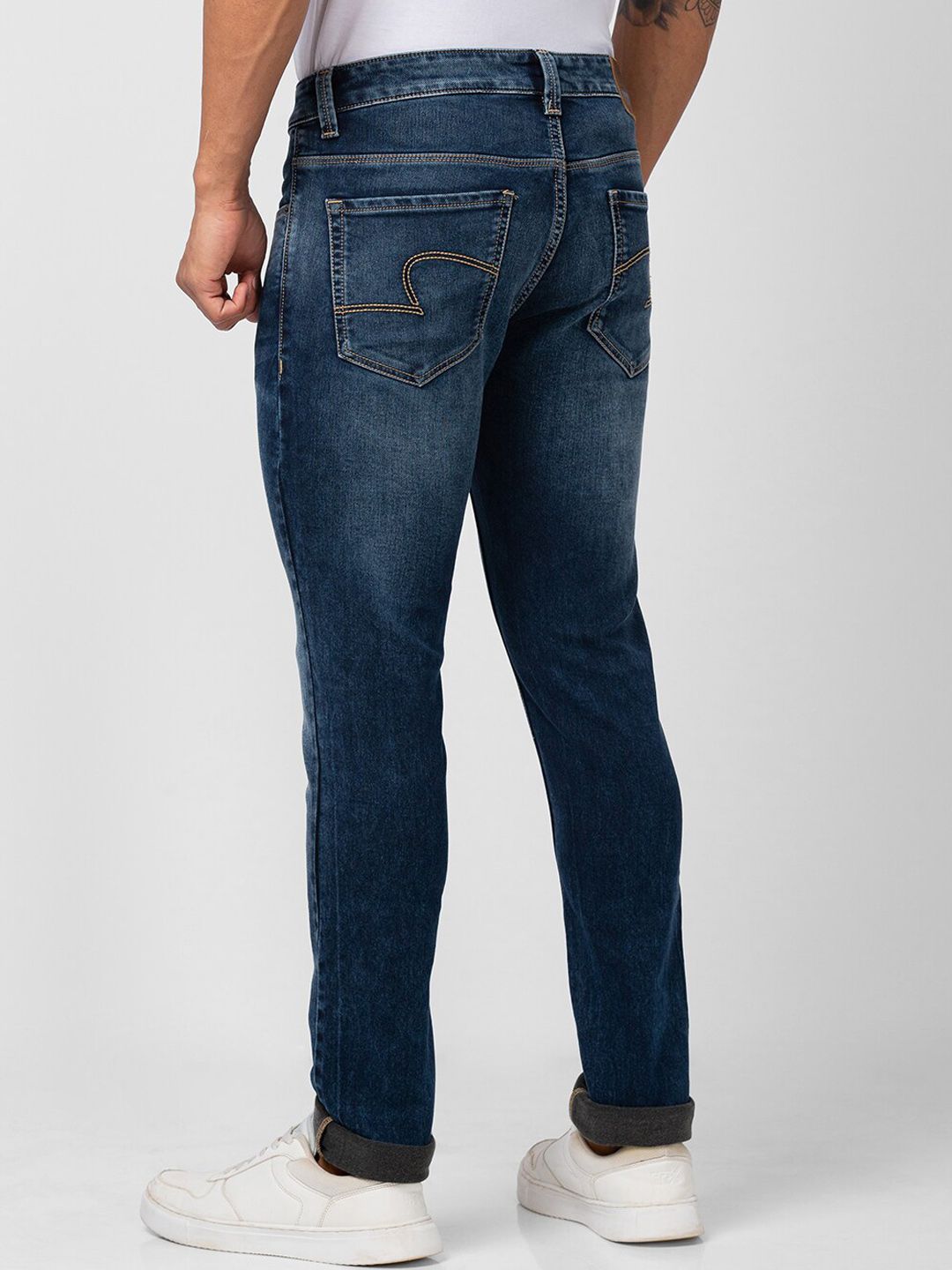 SPYKAR Men Slim Fit Low-Rise Heavy Fade Stretchable Jeans