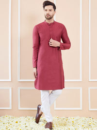 See Designs Mandarin Collar Long Sleeves Pure Cotton Straight Kurta With Pyjamas