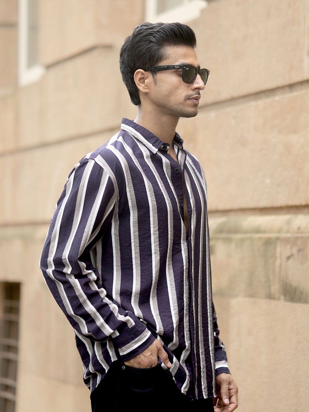 Powerlook Men Striped Spread Collar Casual Shirt