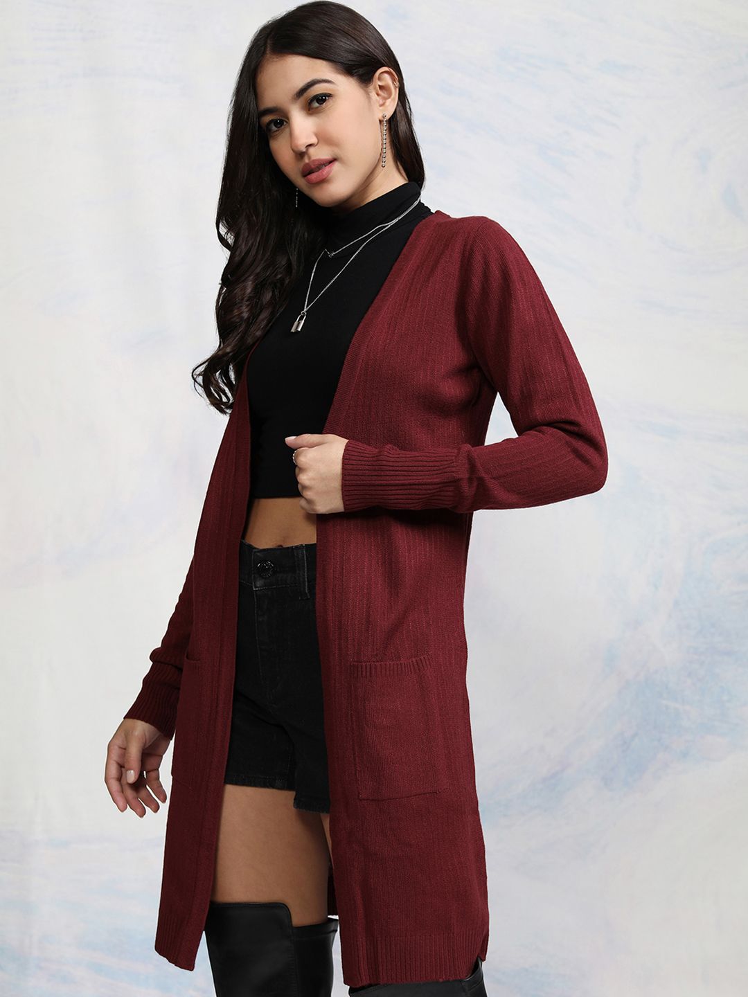 Tokyo Talkies Women Burgundy Front-Open