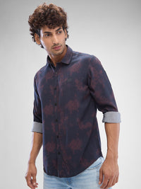 SPYKAR Men Abstract Printed Spread Collar Slim Fit Casual Shirt