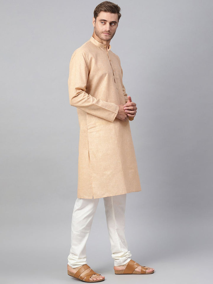 SOJANYA Men Brown Woven Design Straight Kurta