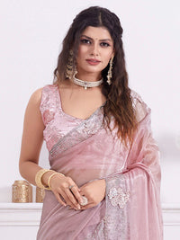 Saree mall Beads and Stones Embellished Organza Saree