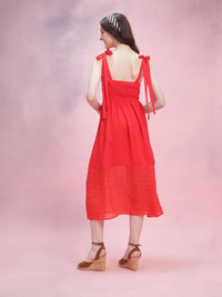 DressBerry Self-Striped Smocked Fit & Flare Dress