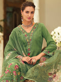 Varanga Women Floral Printed Regular Thread Work Kurta Set With Dupatta