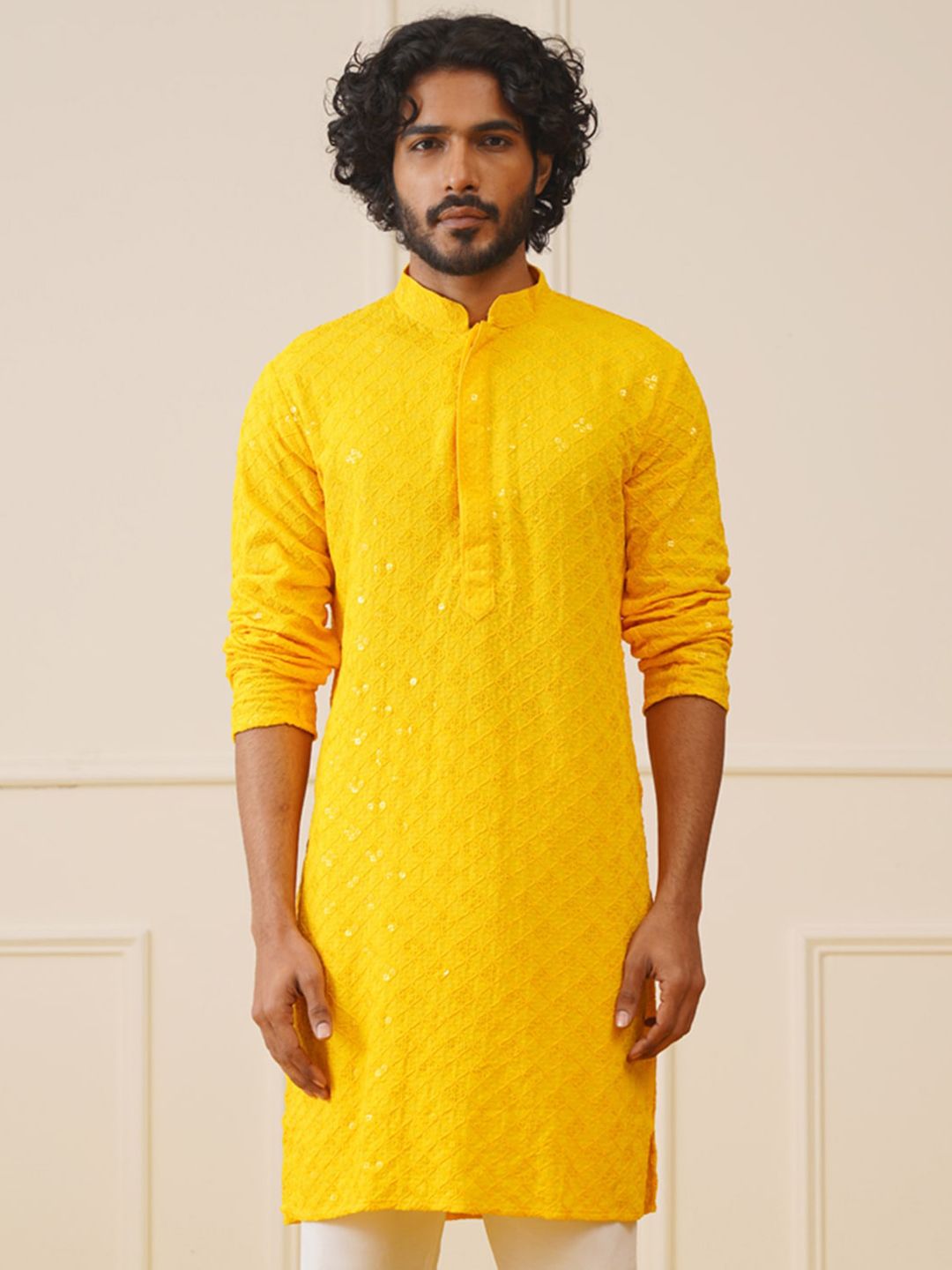 Jompers Ethnic Motifs Embroidered Chikankari Pure Cotton Straight Kurta