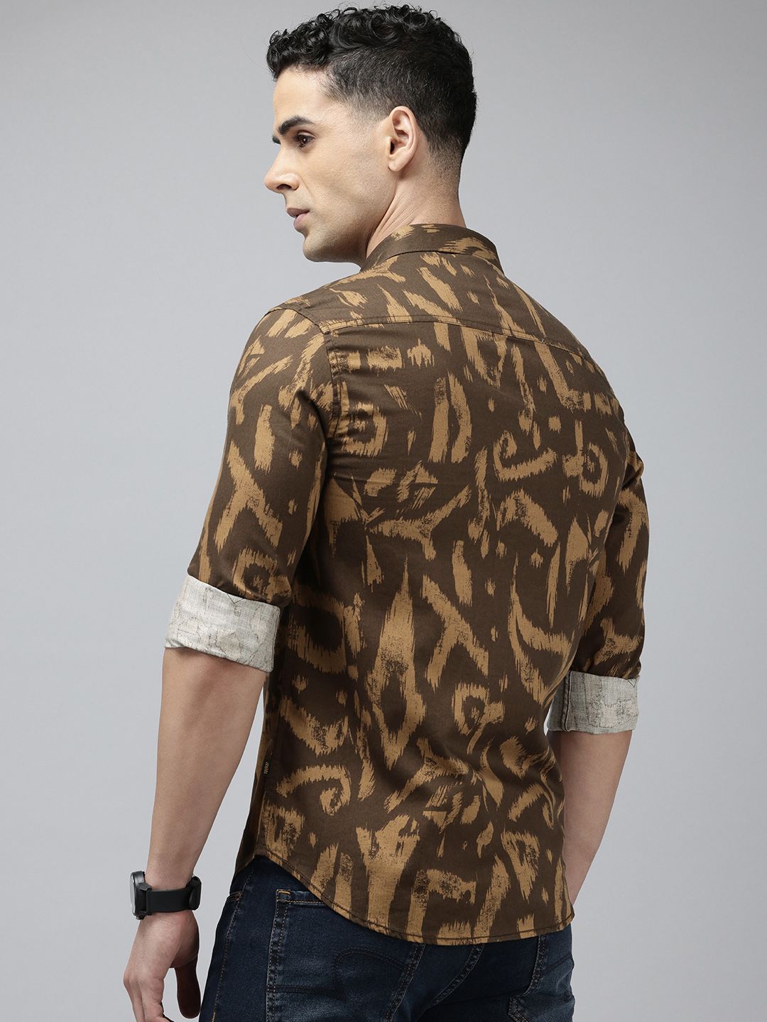 SPYKAR Pure Cotton Slim Fit Opaque Printed Casual Shirt