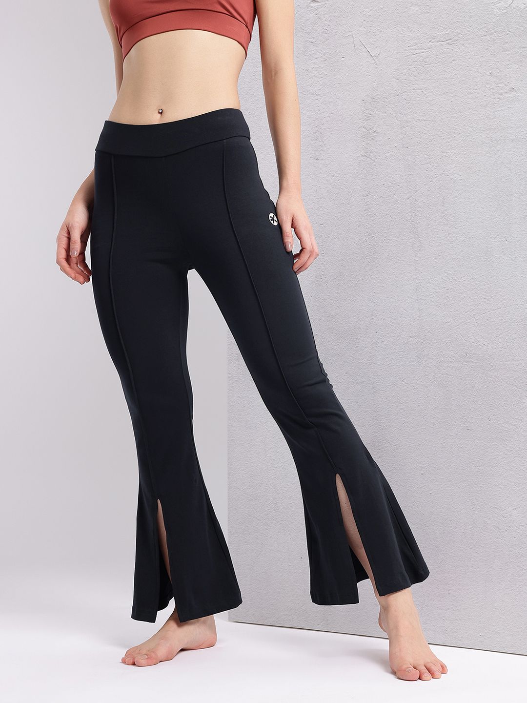 HRX by Hrithik Roshan Women Slit Hem Paneled Flared Yoga Track Pants