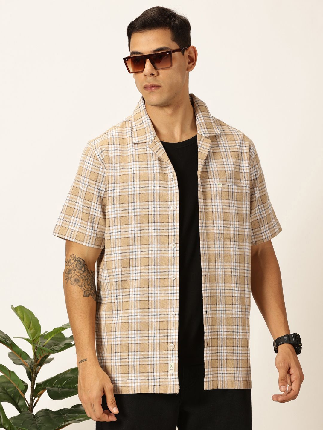 Thomas Scott Men Premium Tartan Checks Casual Oversized Shirt
