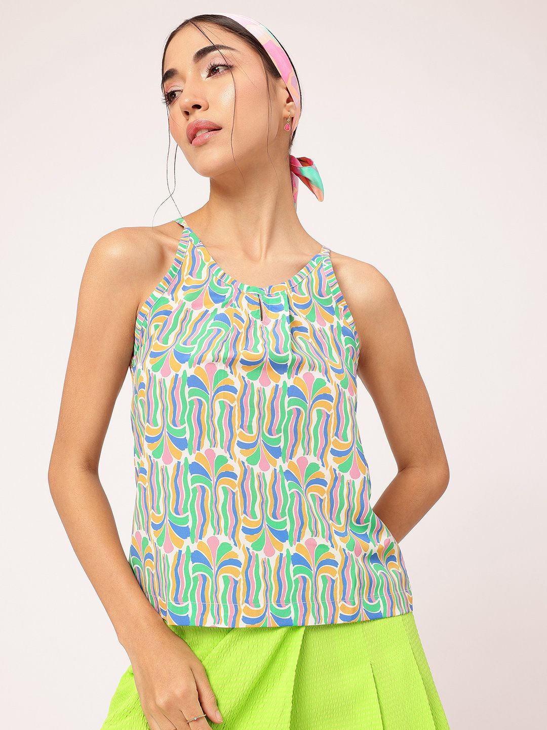 DressBerry Kaleidoscope Printed Strappy A-Line Top