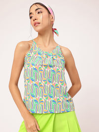DressBerry Kaleidoscope Printed Strappy A-Line Top