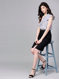 SASSAFRAS Women Grey Solid Layered Cropped Blouson Top