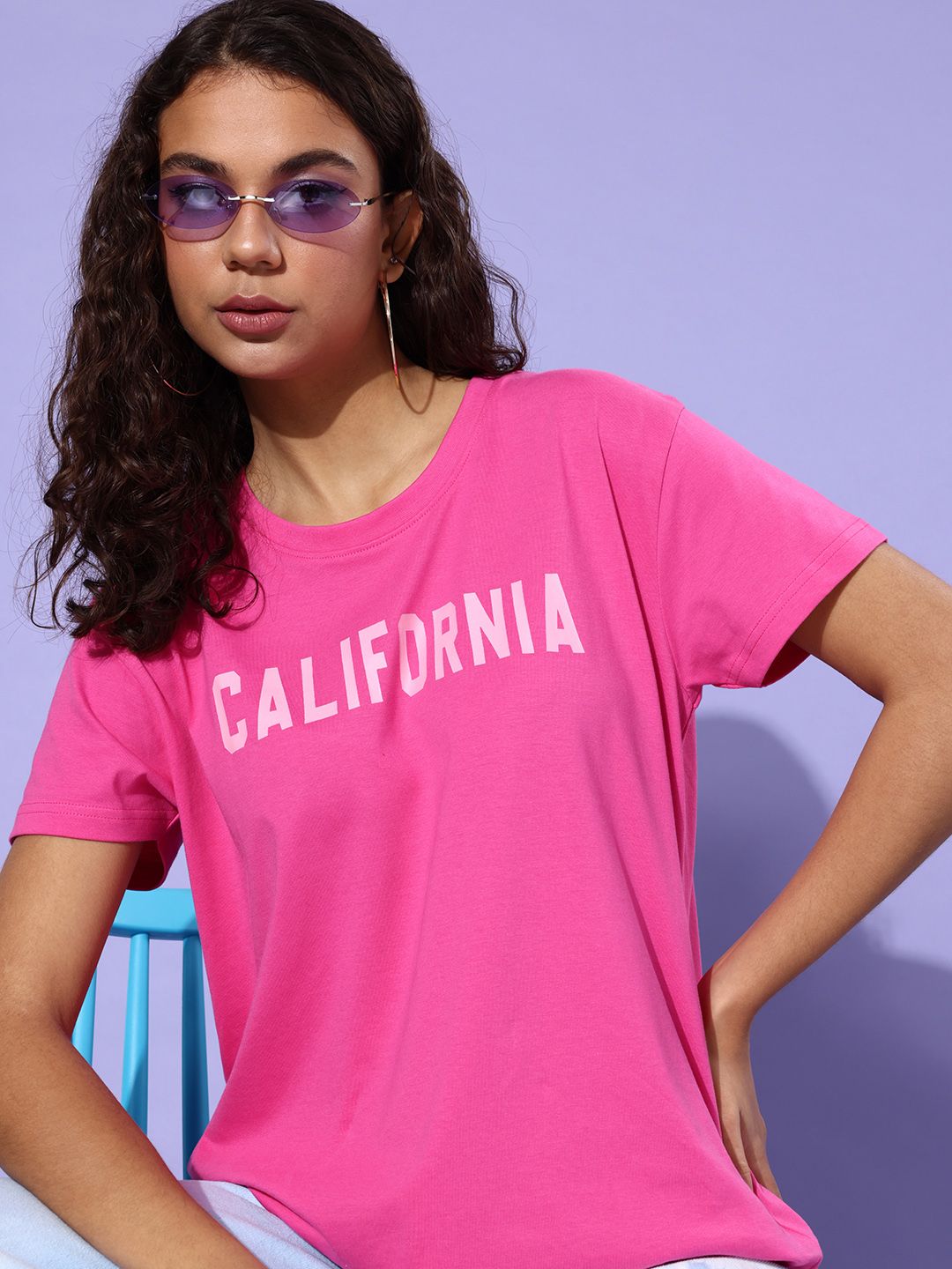 DILLINGER Women Typography Printed Pure Cotton Boxy T-shirt