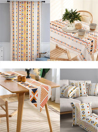 URBAN SPACE Orange & White Printed Pure Cotton 4-Seater Table Cover