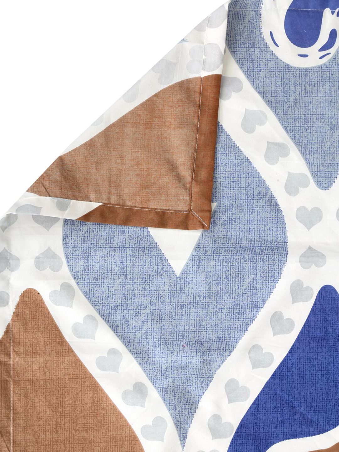 KLOTTHE Biru Kapas Geometrik 300 TC Cadar King Halus dengan 2 Sarung Bantal-250 x 220 cm