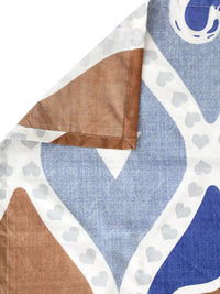 KLOTTHE Biru Kapas Geometrik 300 TC Cadar King Halus dengan 2 Sarung Bantal-250 x 220 cm