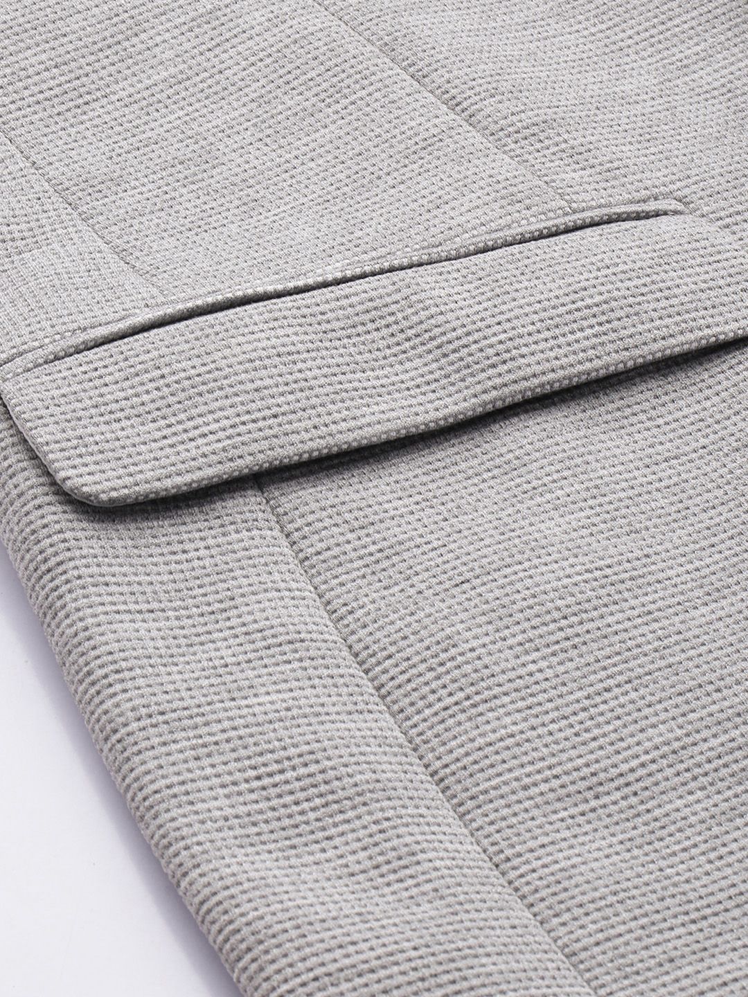 Park Avenue Notched Lapel Single Breasted Self Design Super Slim Fit Formal Blazer