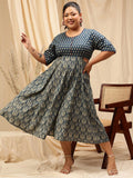 CURVY STREET Ethnic Motifs Print A-Line Dress