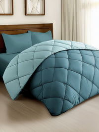 Story@home Turquoise Blue Solid Reversible 240 GSM Heavy Winter Double Bed Comforter