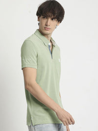 THE BEAR HOUSE Men Polo Collar Regular Fit Pure Cotton Solid T-shirt
