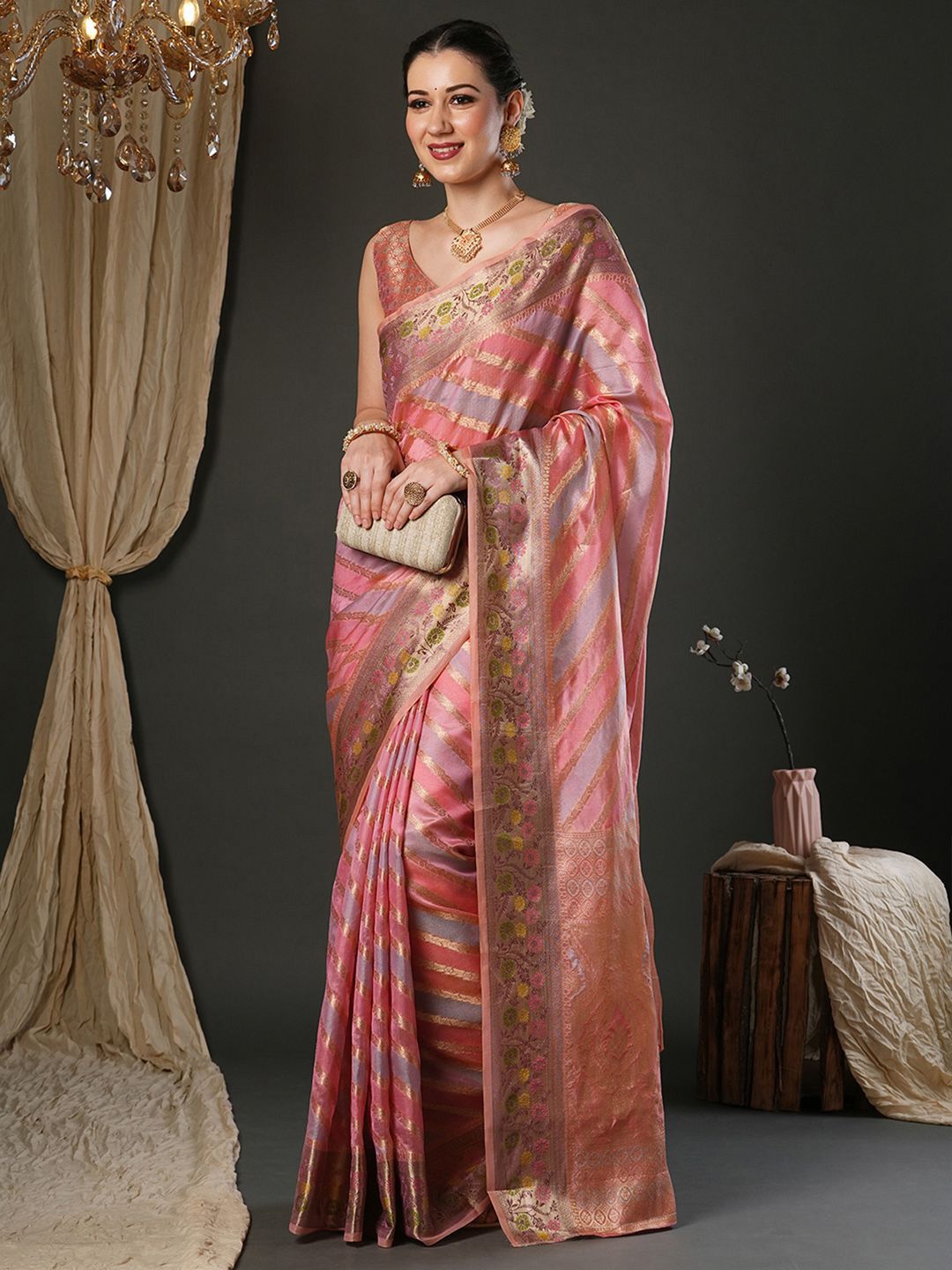 Saree mall Woven Design Zari Organza Banarasi Sarees