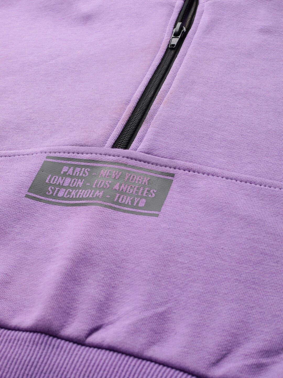 STREET 9 Women Lavender Solid Crop Sweatshirt