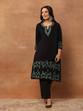 House of Chikankari Women Black Woolen Aari Sulam Kurta