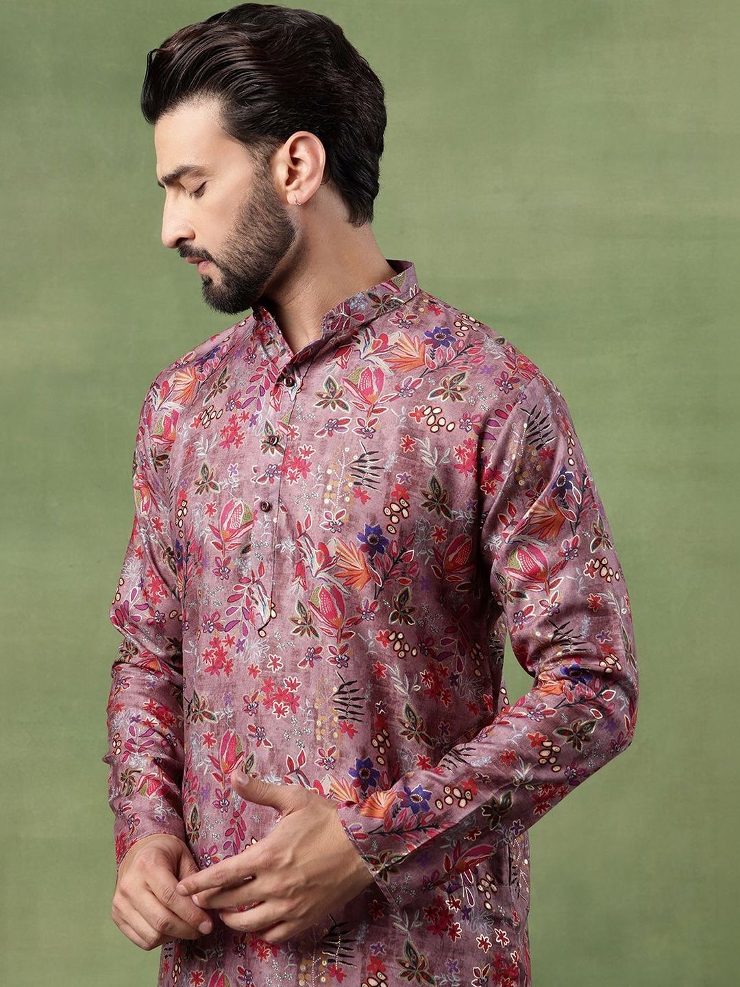 SOJANYA Men Floral Printed Kurta