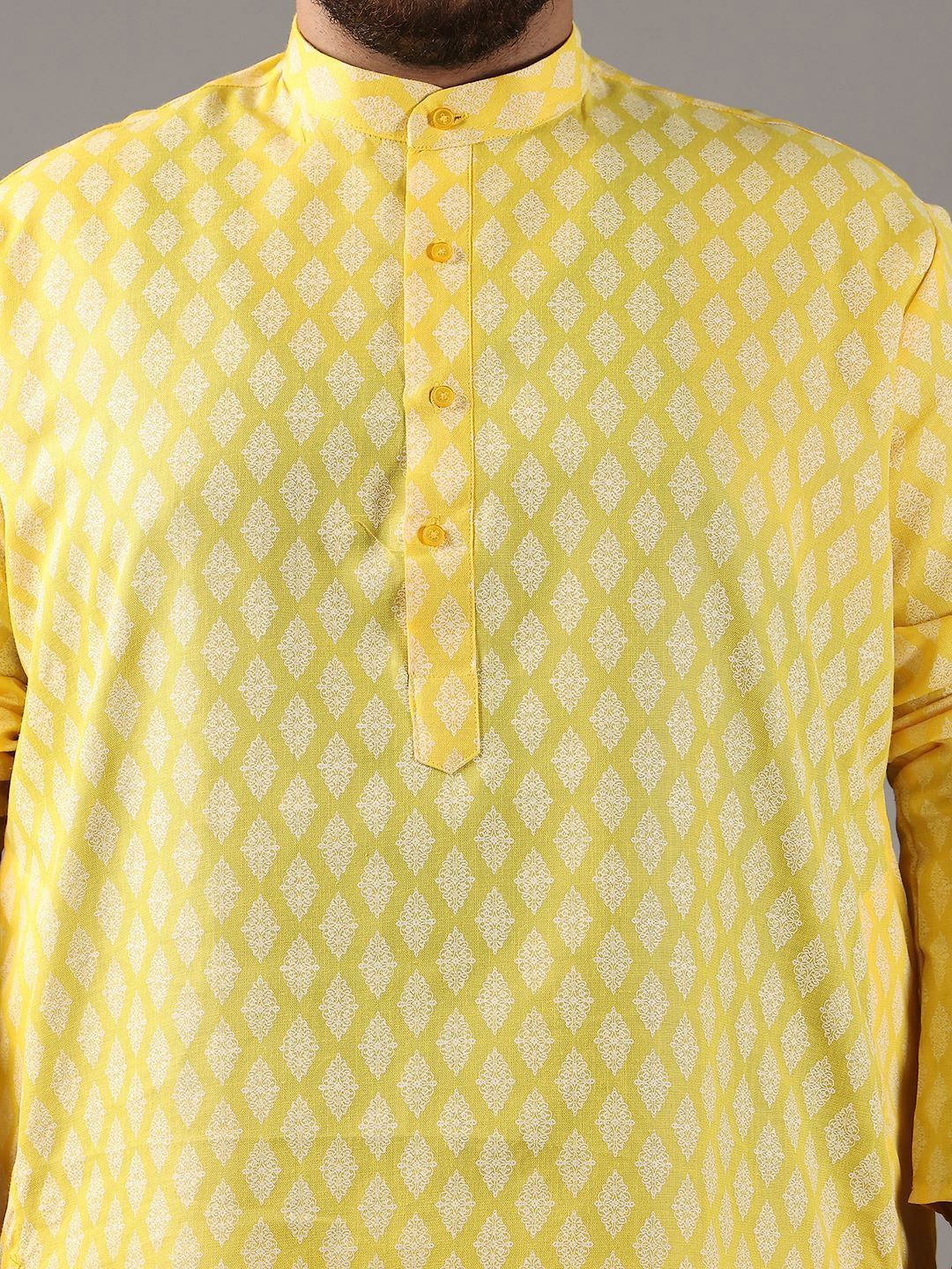 SOJANYA PLUS Plus Size Men Ethnic Motifs Printed Band Collar Straight Kurta With Pyjamas