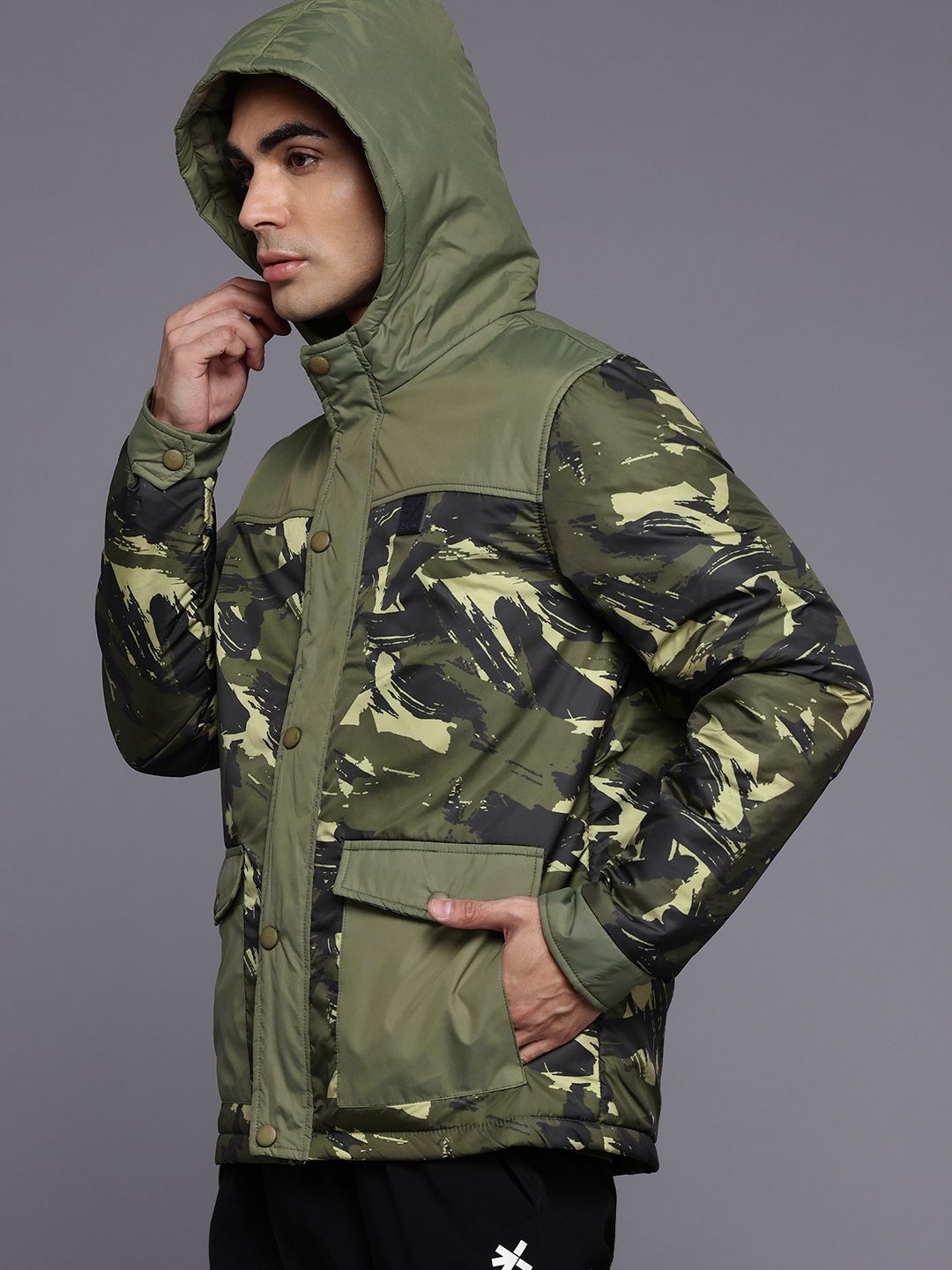 HRX by Hrithik Roshan Lifestyle Camouflage Print Hooded Jacket