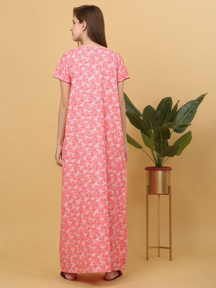 Sweet Dreams Women Floral Printed Pure Cotton Maxi Nightdress