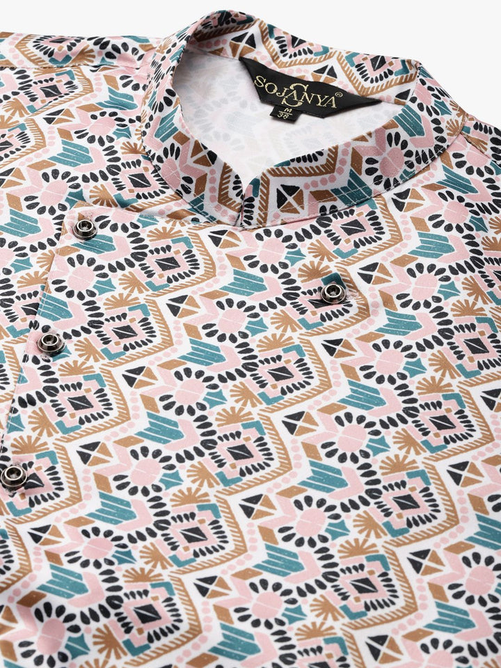 SOJANYA Kurta Solid Biru Lelaki dengan Churidar & Jaket