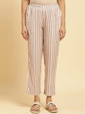 W Women Striped Straight Fit Mid Rise Plain Parallel Trousers