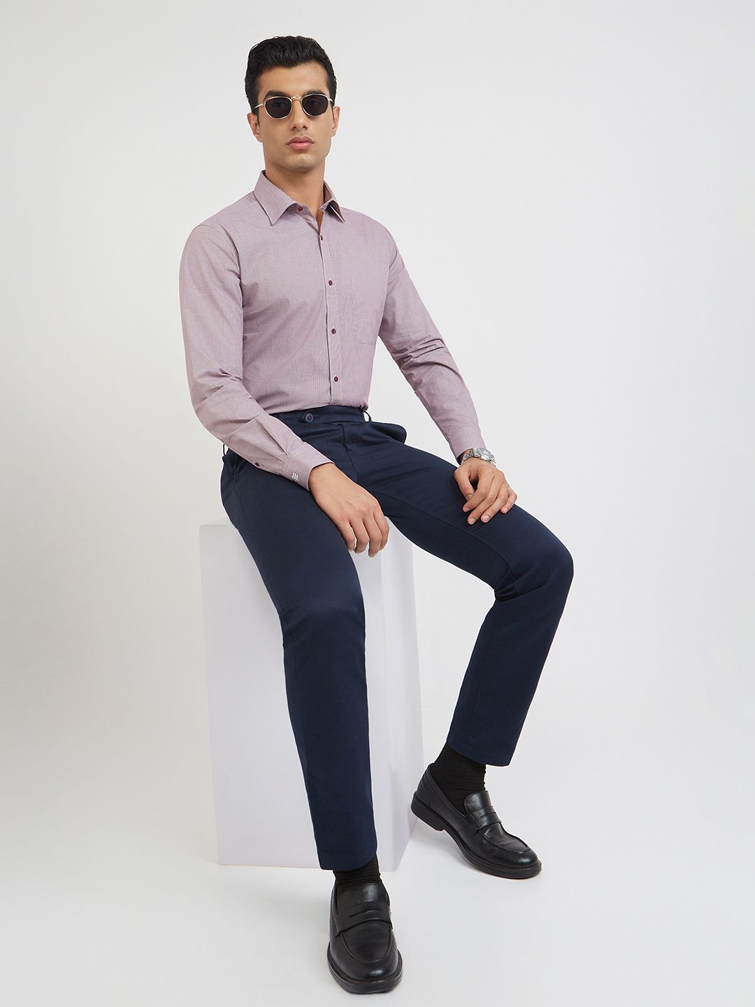 Raymond Textured Pure Cotton Slim Fit Formal Shirt